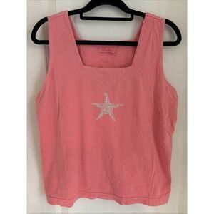 Women's Fresh Produce Vintage Pink Starfish Sleeveless Top Beach Sz XL
